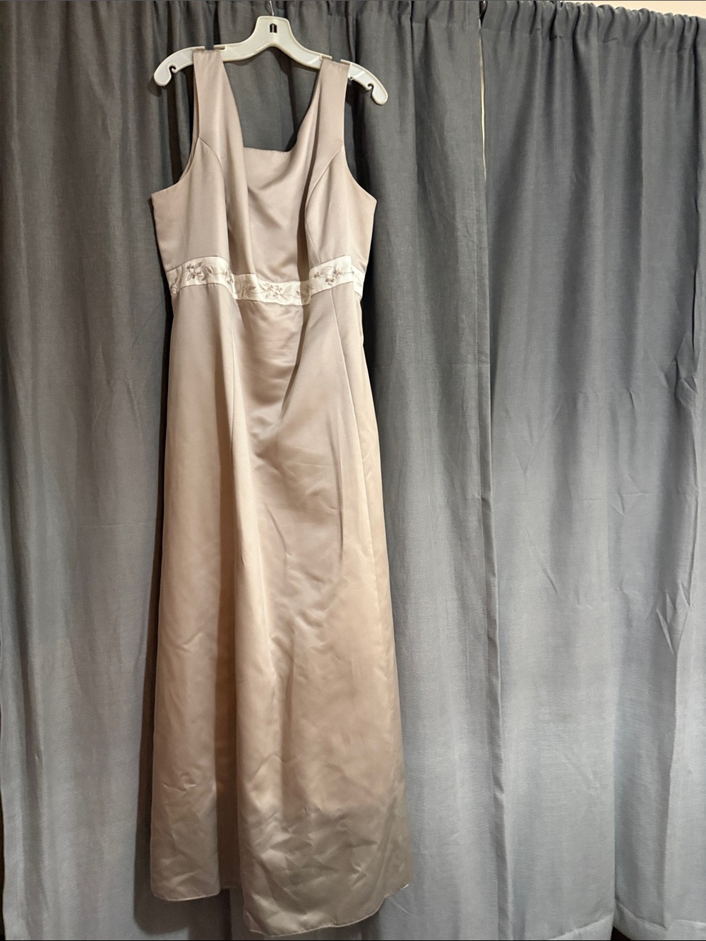 Vintage Michaelangelo Satin A line gown; Champagne color